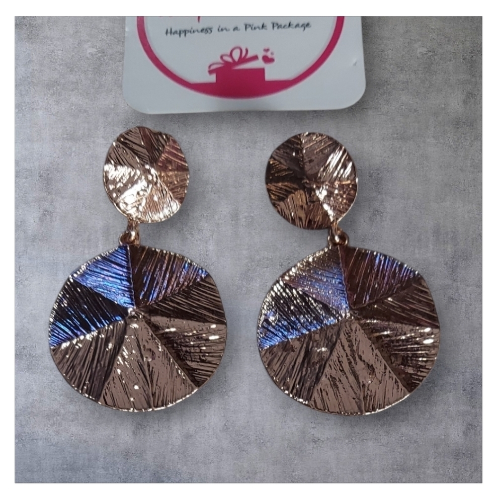 NWT nadineWest Elegant Rose Gold Dangle Earrings ~2 1/2"